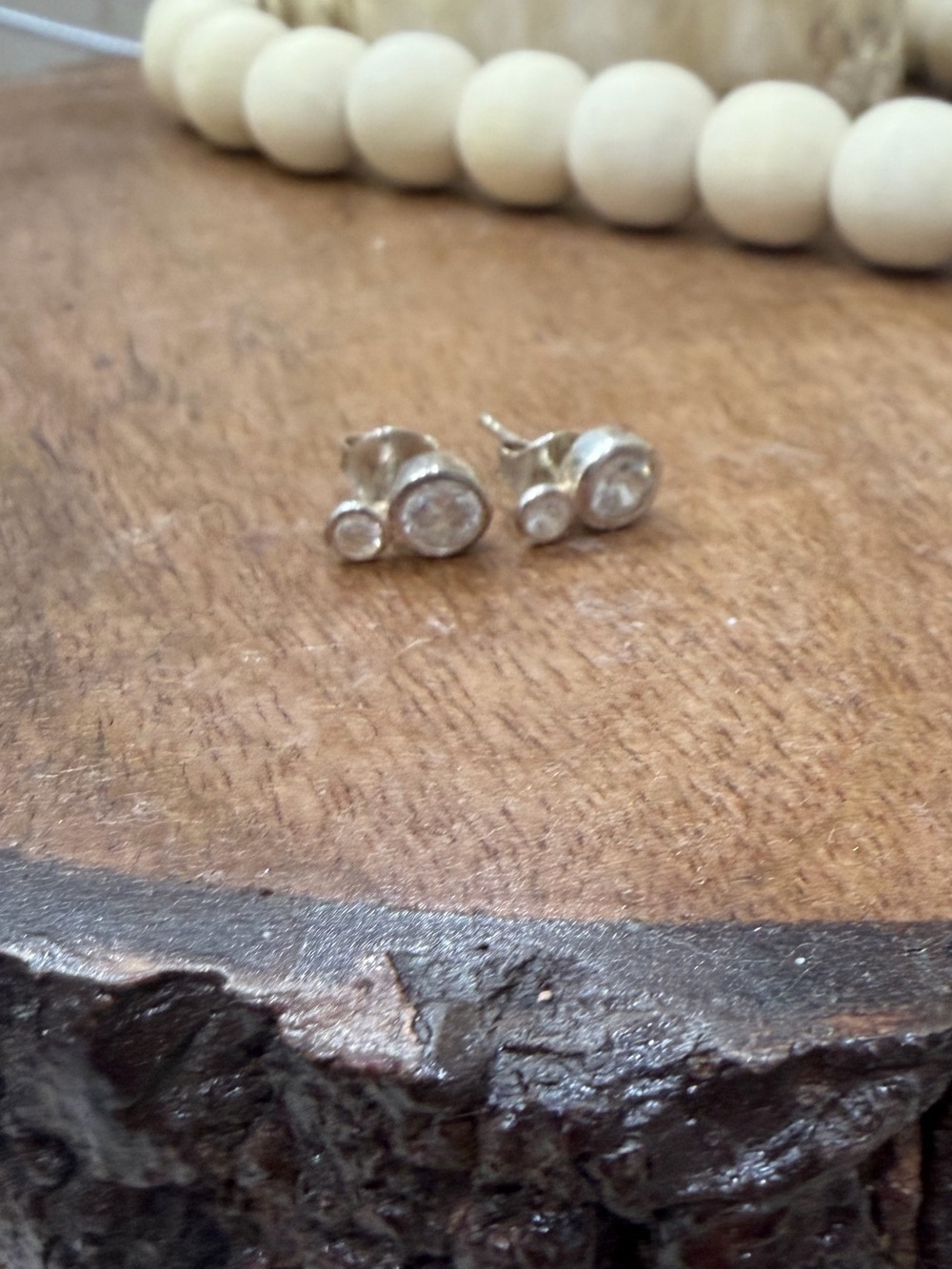 Silpada Sterling Silver Clear Stone Double Dot Stud Earrings